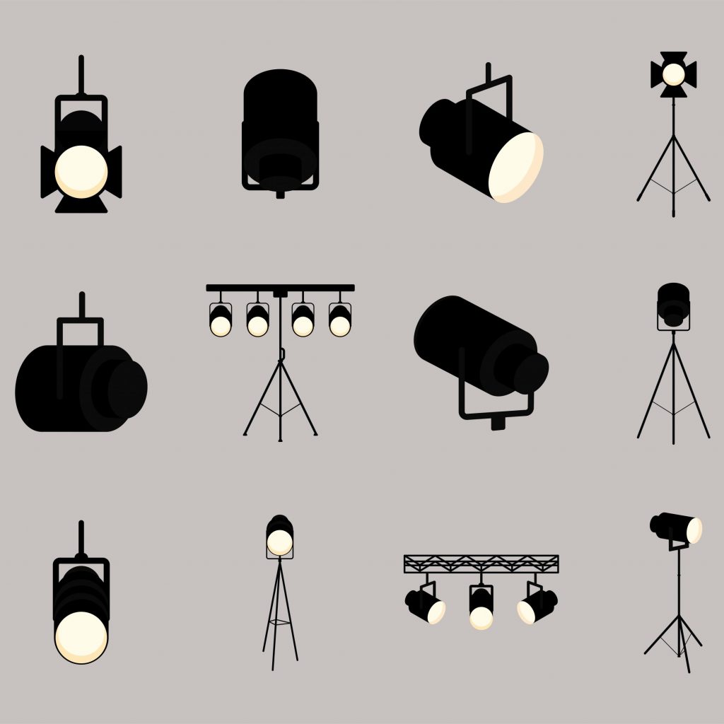 set of twelve spotlight reflector icons